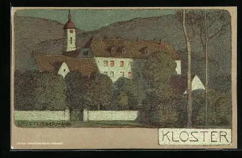 Künstler-AK Ernst Liebermann: Kloster am Abend