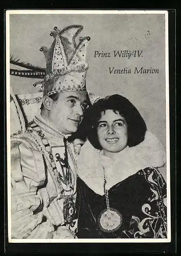 AK Prinzenpaar Willy IV. und Venetia Marion zu Fasching