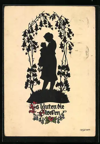 Künstler-AK Georg Plischke: Frau mit Kind im Arm unter Blumen