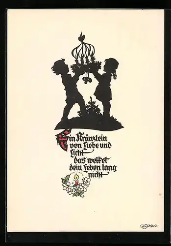 Künstler-AK Georg Plischke: Kinder mit Adventskranz