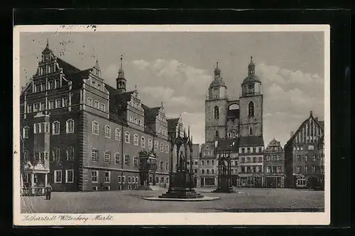 AK Wittenberg, Markt mit Kirche