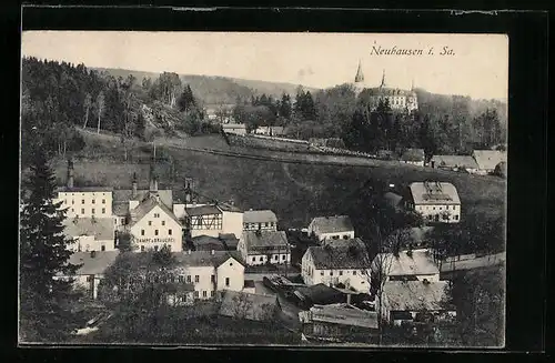 AK Neuhausen i. Sa., Ortsansicht aus der Vogelschau