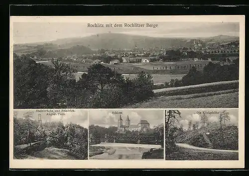 AK Rochlitz, Ortsansicht mit dem Rochlitzer Berge