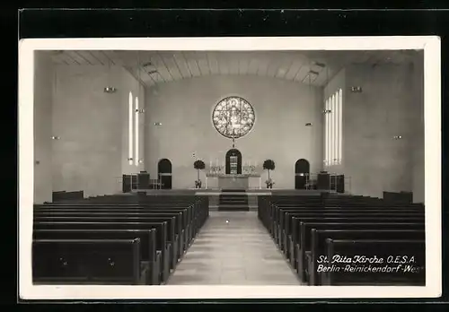 AK Berlin-Reinickendorf-West, Innenansicht der St. Rita-Kirche