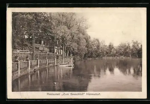 AK Hermsdorf, Restaurant Zum Seeschloss mit Ruderboot