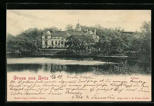 AK Berlin-Britz, Schloss mit Teich