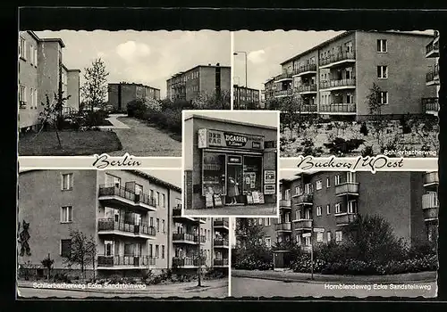 AK Berlin-Buckow, Schlierbacherweg, Hornblendeweg, Sandsteinweg, Kiosk