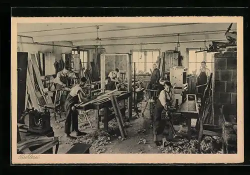 AK Berlin-Tegel, Knaben-Erziehungsheim Grünes Haus, Tischlerei