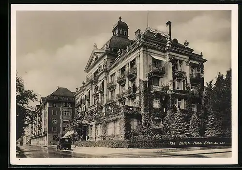 AK Zürich, Hotel Eden au lac mit Strasse