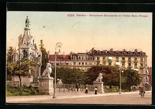 AK Genf, Monument Brunswick et l`Hotel Beau Rivage