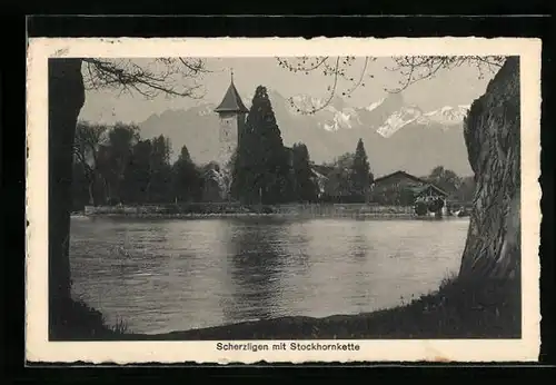 AK Scherzligen, Stockhornkette hinter der Stadt