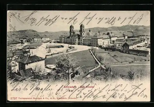 AK Einsiedeln, Das Kloster aus der Vogelschau