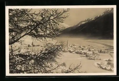 AK Samaden, Stadt aus der Ferne im Winter