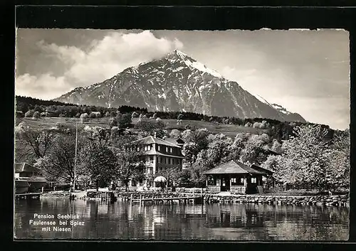 AK Faulensee bei Spiez, Pension Seeblick mit Niesen