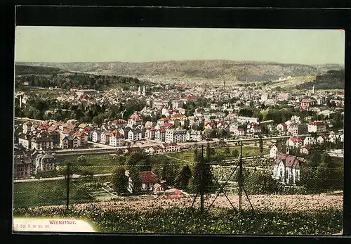 AK Winterthur, Teilansicht mit Fernblick