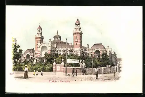 AK Zürich, Tonhalle mit Strasse