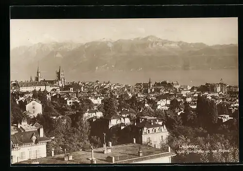 AK Lausanne, Vue générale et les Alpes