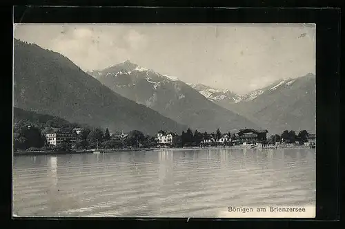 AK Bönigen am Brienzersee, Uferpartie mit Bergen