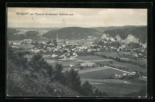 AK Burgdorf, Teilansicht von Pension-Restaurant Rothöhe aus