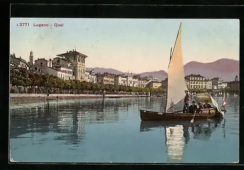 AK Lugano, Quai mit Segelboot