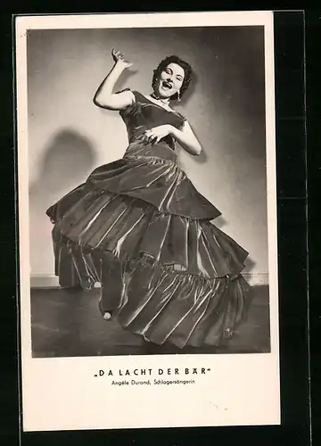 AK Musikerin Angele Durand in schwarzweiss fotografiert