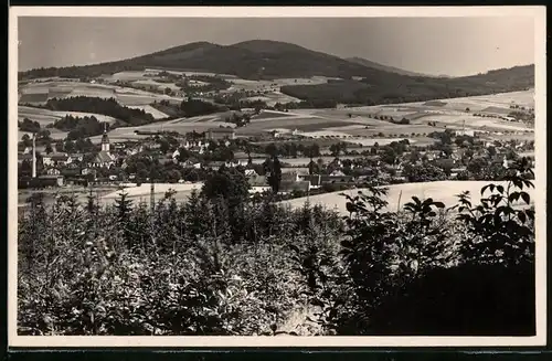Fotografie Brück & Sohn Meissen, Ansicht Grosspostwitz, Blick vom Mönchwalder Berg auf den Ort