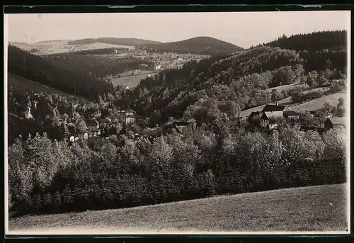 Fotografie Brück & Sohn Meissen, Ansicht Kipsdorf-Bärenfels, Blick vom Berg auf den Ort