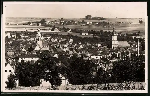 Fotografie Brück & Sohn Meissen, Ansicht Döbeln i. Sa., Blick auf die Stadt mit Kirche