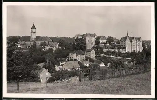 Fotografie Brück & Sohn Meissen, Ansicht Nossen, Blick auf die Stadt mit Schloss und Kirche vom Rodig aus gesehen