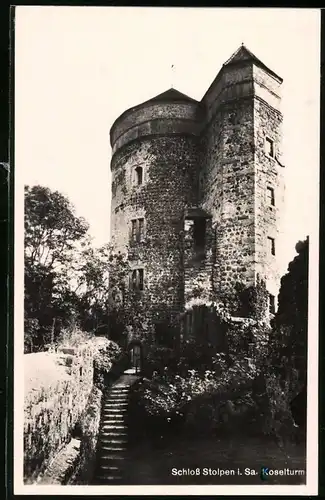 Fotografie Brück & Sohn Meissen, Ansicht Stolpen i. Sa., Blick auf den Koselturm des Schloss Stolpen