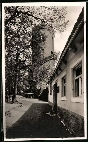 Fotografie Brück & Sohn Meissen, Ansicht Collm, Partie am Berghotel Collmberg mit Aussichts Turm
