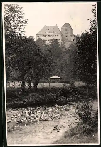 Fotografie Brück & Sohn Meissen, Ansicht Bieberstein i. Sa., Blick nach dem Schloss Bieberstein