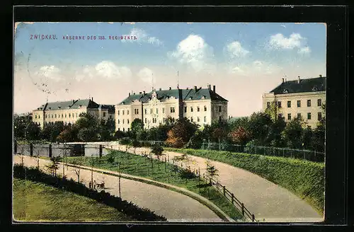 AK Zwickau /Sa., Kaserne des 133. Regimentes