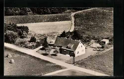 AK Leloh, Gaststätte Haus Schütz vom Flugzeug aus