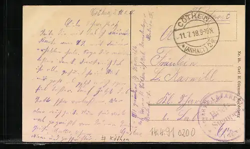 AK Cöthen i. A., Friedrichs-Polytechnikum mit Garten von oben gesehen