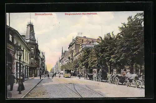 AK Bremerhaven, Bürgermeister-Smidtstrasse mit Strassenbahn