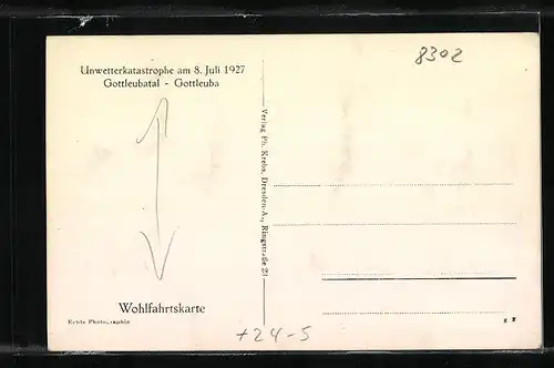 AK Gottleuba, Folgen nach der Hochwasserkatastrophe am 8. Juli 1927