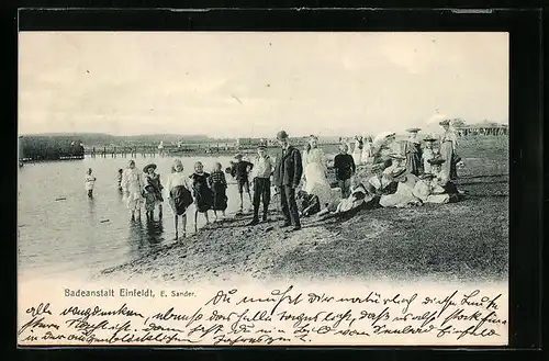 AK Einfeld / Neumünster, Gäste der Badeanstalt