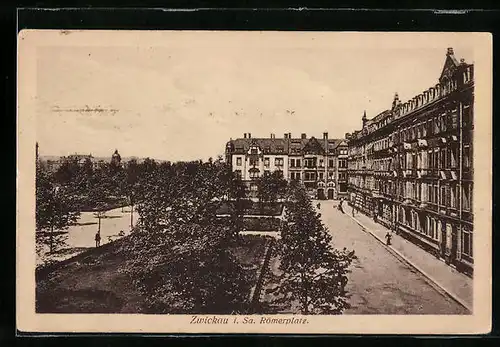 AK Zwickau i. Sa., Strassenpartie am Römerplatz