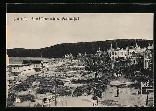 AK Binz a. R., Strand-Promenade mit Familien-Bad