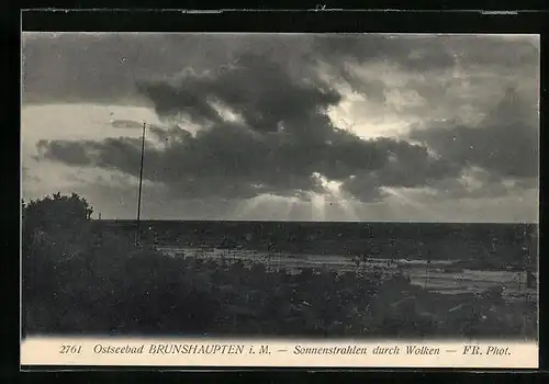 AK Brunshaupten i. M., Sonnenstrahlen durch die Wolken