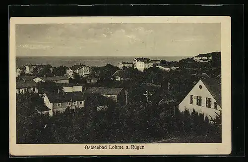 AK Lohme /Rügen, Teilansicht aus der Vogelschau mit Seeblick