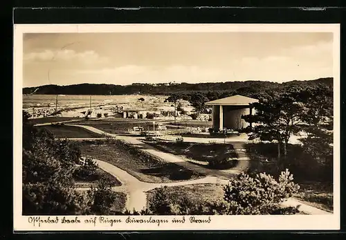 AK Baabe /Rügen, Kuranlagen und Strand aus der Vogelschau