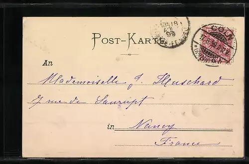 Mondschein-AK Bacharach, Kirche mit See im Vollmondlicht