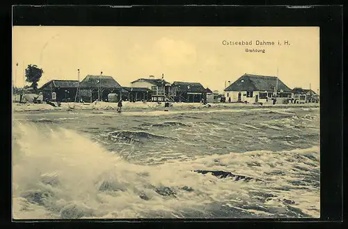 AK Dahme i. H., Strandpartie mit Wellen