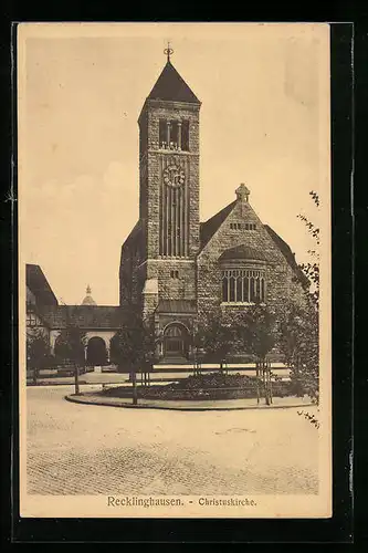 AK Recklinghausen, Strassenpartie mit Christuskirche