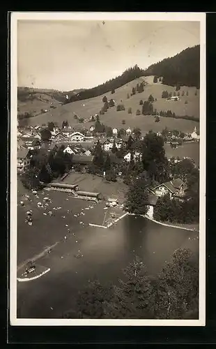 AK Oberstaufen i. Allgäu, Hotel-Kurhaus Aichele vom Flugzeug aus