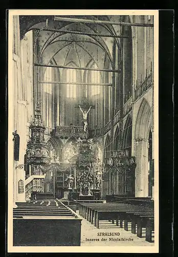 AK Stralsund, Innenansicht der Nicolaikirche