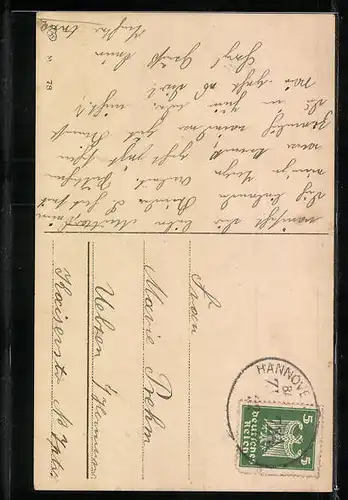 Künstler-AK Zwei Maikäfer krabbeln auf einem Birkenzweig, Pfingstgruss