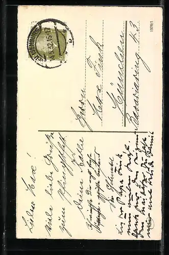 Künstler-AK Fliegende Maikäfer über einer Blumenwiese, Pfingstgruss